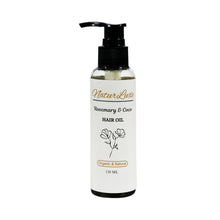 Natural hair oil with coconut and rosemary to nourish and strengthen hair